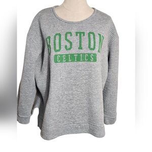 Liv Casual Gray Ribbed Boston Celtics Sweatshirt